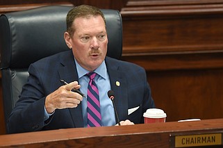 Staff file photo by Matt Hamilton / Hamilton County Commission Chair Jeff Eversole, R-Ooltewah, speaks during a County Commission meeting at the Hamilton County Courthouse.